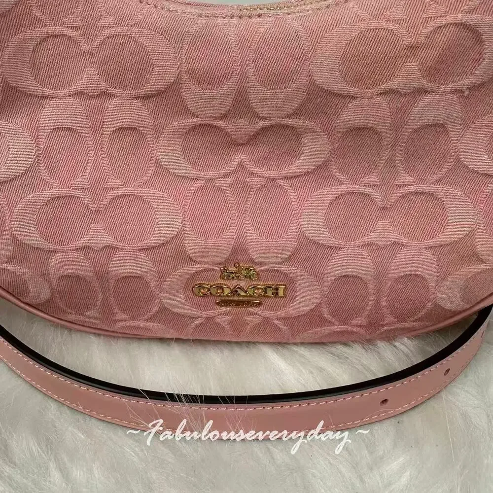 Coach Emily Shoulder Bag Crossbody In Signature Denim/Gold/Light Pink CEN04 NWT